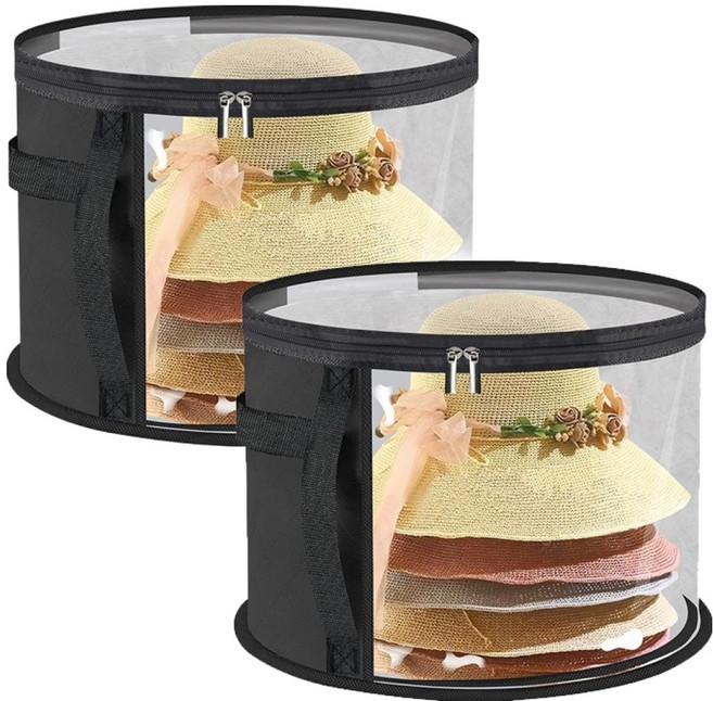 한봄누리 접이식 모자 보관함 챙모자 수납함, 블랙, 2개