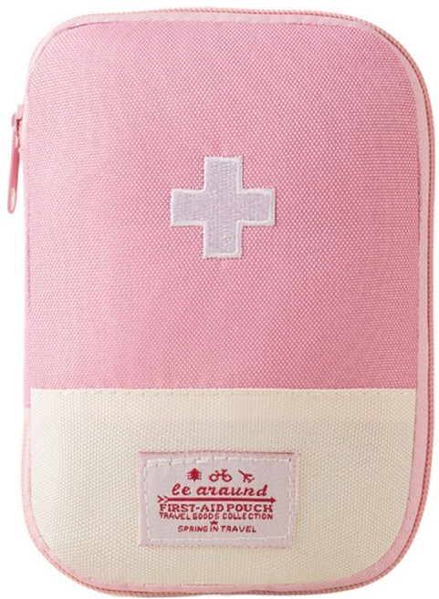 리빙포켓 휴대용 구급약 파우치 스몰 A, 핑크, 1개