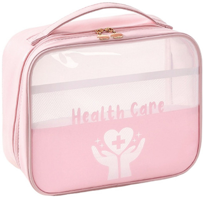 소담몰 응급 여행용 구급 투명 파우치 핑크 L 26 x 12 x 21 cm, 1개