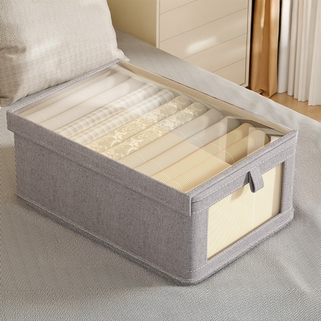 일상포인트 먼지 쌓임 방지 의류 패브릭 커버 수납함, 그레이, 2개