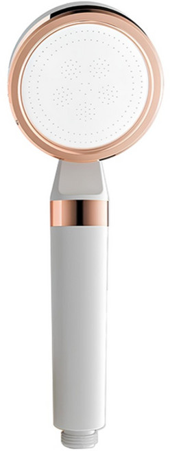 SUNORO 強勁增壓一鍵止水大面板手持蓮蓬頭, 白色金圈, 1個