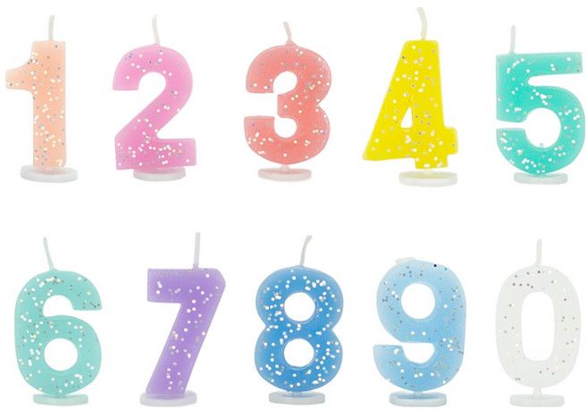 유어캔들 그란데 글리터 숫자초 뉴 올넘버 10종 세트 혼합색상, 무향, 10g, 1세트