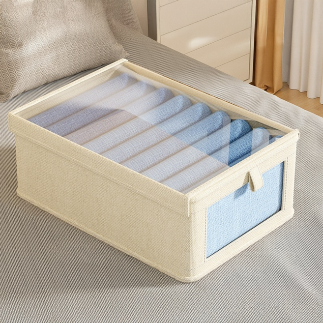 일상포인트 먼지 쌓임 방지 의류 패브릭 커버 수납함, 베이지, 2개