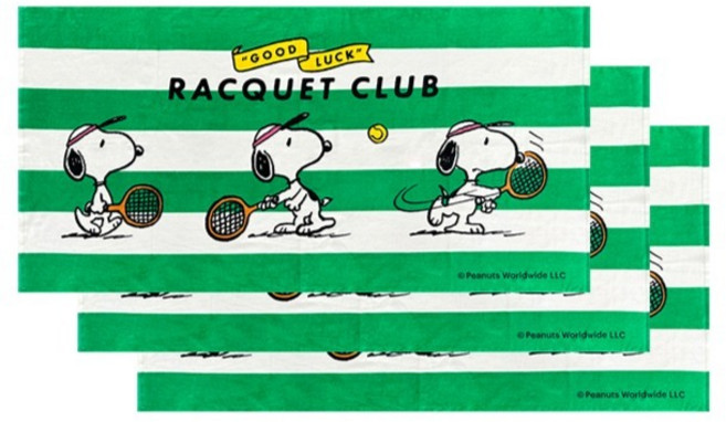 송월타월 스누피 테니스 비치타월 76 x 152 cm, 그린, 3개