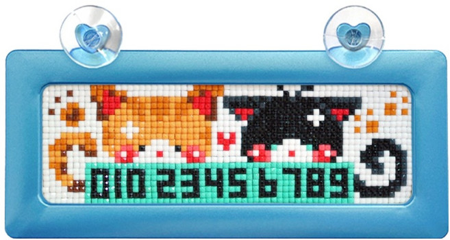 블링블링 보석십자수 하트번호판주차 비즈 DIY 키트, 야옹이 + 하늘, 1개
