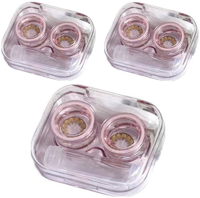 소울리치 투명 콘텍트렌즈 케이스, 핑크, 3개