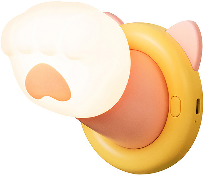 aibo 磁吸拍拍小夜燈 招財貓爪 USB充電 三段光 定時, 白色
