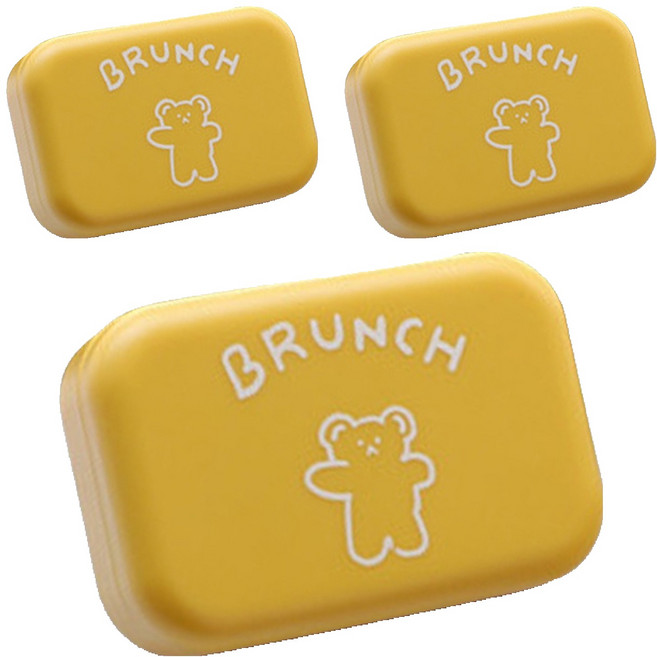 소울리치 심플 콘텍트렌즈 케이스, 브런치베어 옐로우, 3개