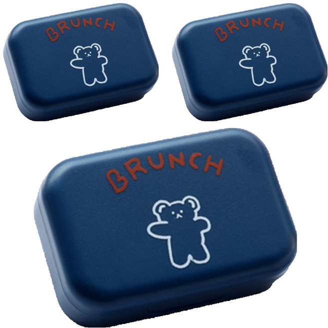 소울리치 심플 콘텍트렌즈 케이스, 브런치베어 블루, 3개