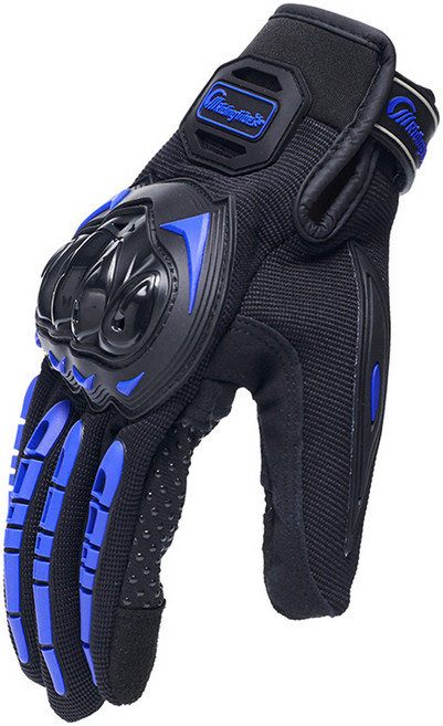 風之守護 機車騎士 觸控防摔手套, 藍色