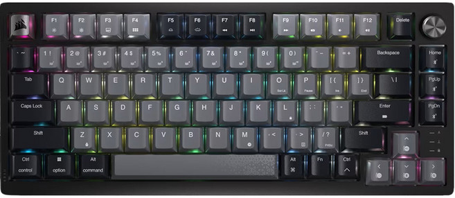 CORSAIR 海盜船 75% 三模無線機械式電競鍵盤, K65 PLUS WIRELESS, 紅軸, 灰色
