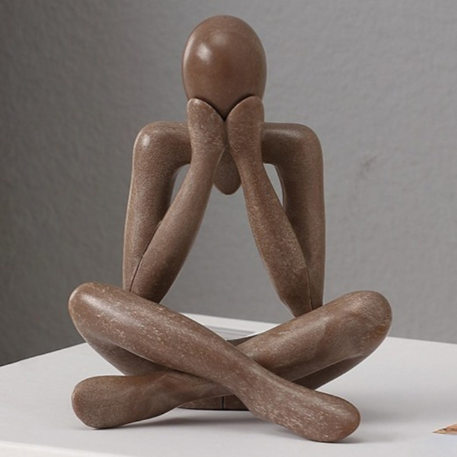 추상 인물 조각 장식품 인테리어 소품 D형, 브라운