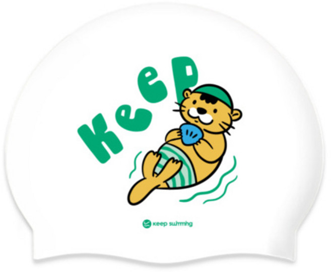 킵스위밍 아동용 코지수달 실리콘 수모, 화이트, 1개