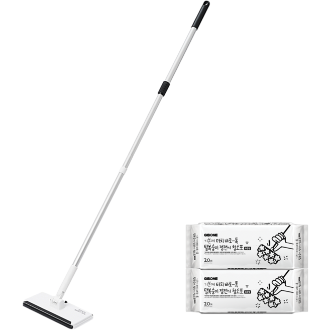 기본에 터치 바로톡 표준형 밀대 + 터치톡 털복숭이 정전기 청소포 20p x 2개 세트, 1세트