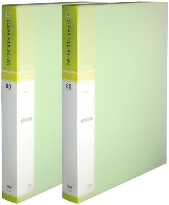 마이다스 클리어화일 인덱스 케이스 A4 80매, 연두색, 2개