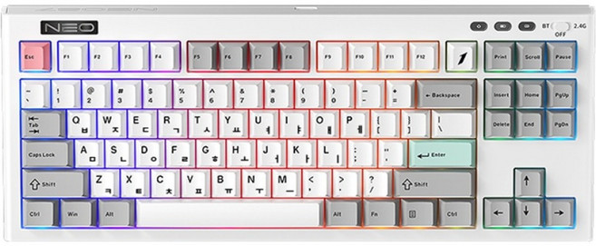 퍼스트플레이어 한글 라벤더축 유무선 기계식 텐키리스 키보드, 레트로, NEO87, 제조사축