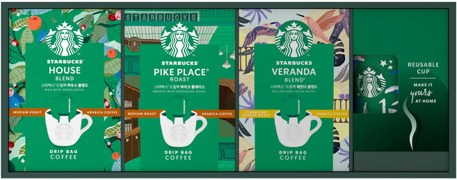 스타벅스 드립백 커피 9g 3종 x 5p + 리유저블 컵 237ml 세트, 1세트