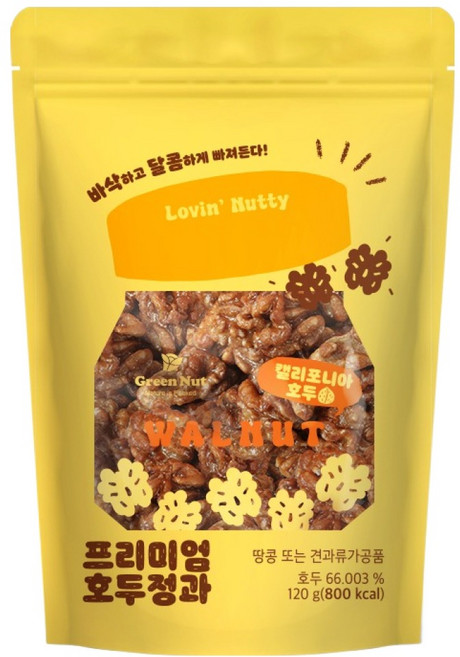 그린너트 바삭바삭 달콤한 프리미엄 호두정과, 1개, 120g