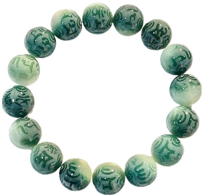 오브엘 재물운 염주 볼타입 11~12mm, 그린플라워 육자진언, 1개