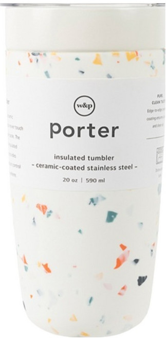 W&P 保溫保冷辦公桌隨行杯, 1個, 水磨石奶油, 600ml