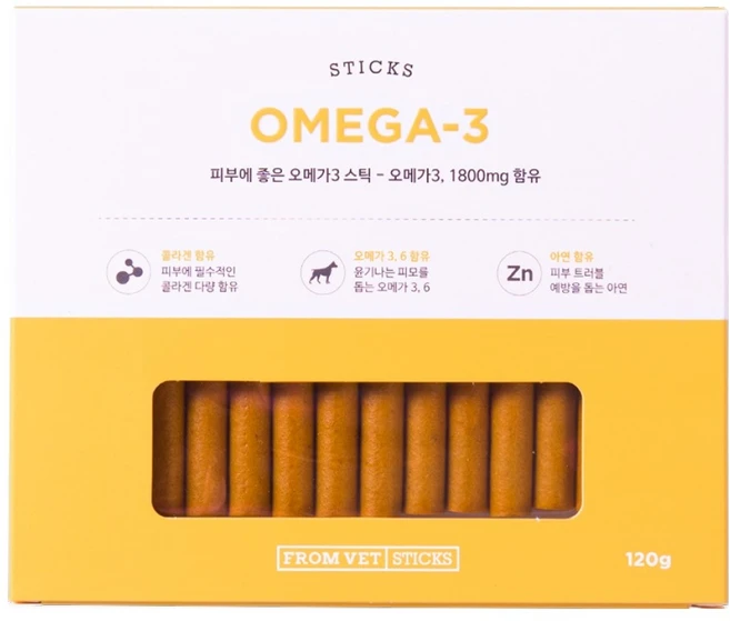 프롬벳 반려동물 순수스틱 영양제, 120g, 오메가3, 1개 - 쿠팡