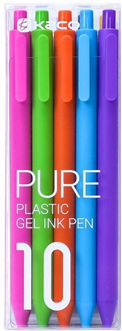 카코 퓨어 소프트 대용량 컬러심 중성 젤펜 0.5mm 10종 세트, 1세트, 혼합색상