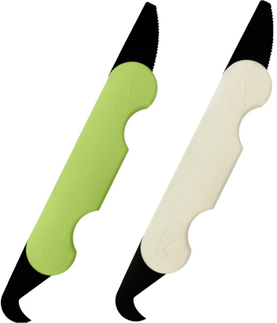 다다 손이 베이지않는 다용도 안전 언박싱 택배 커터칼 2종 세트, 아이보리 + 그린, 1세트