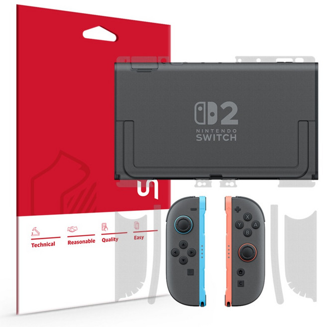 Skoko 任天堂 Switch 2 主機背面 + Joy-Con 2 霧面外部保護膜 2片組, 1套, 單一顏色, NDG00080013