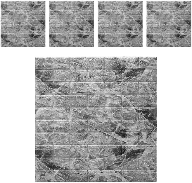 WE CHAMP 3D立體磚紋隔音棉防撞貼 WTB-699 5張, 大理石黑白