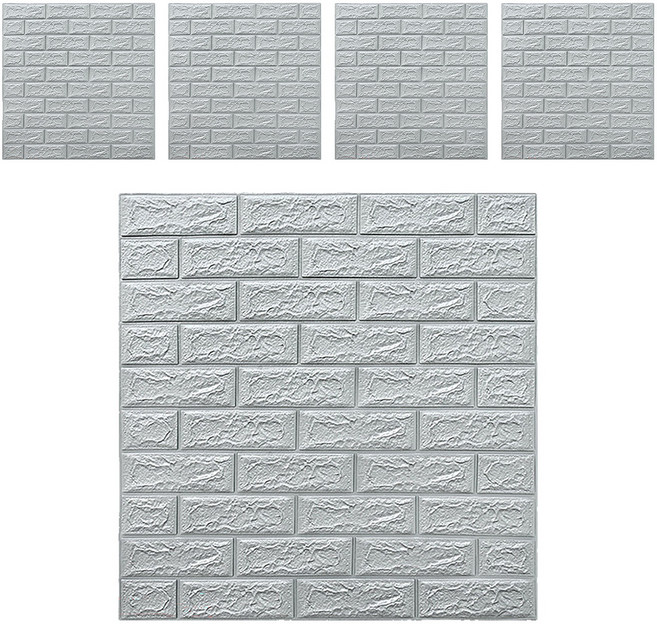WE CHAMP 3D立體磚紋隔音棉防撞貼 WTB-698 5張, 灰色