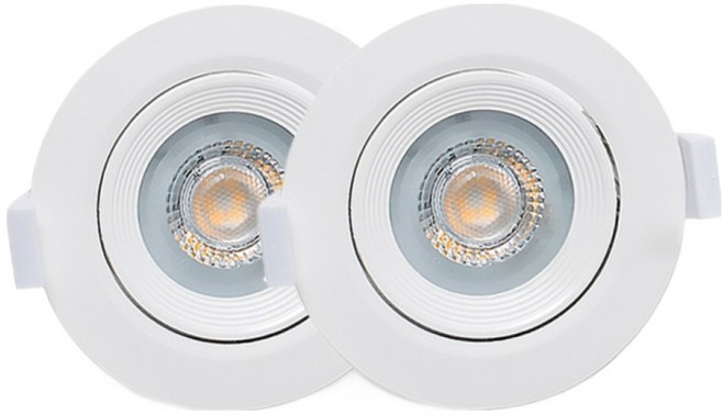 번개표 LED 회전형 다운라이트 매입등 75mm 5W, 화이트 + 전구색, 2개