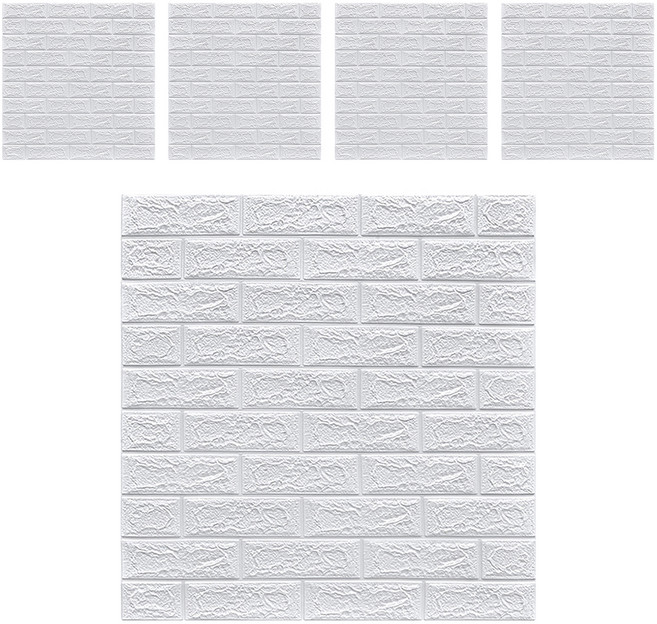 WE CHAMP 3D立體磚紋隔音棉防撞貼 WTB-478 5張, 白磚