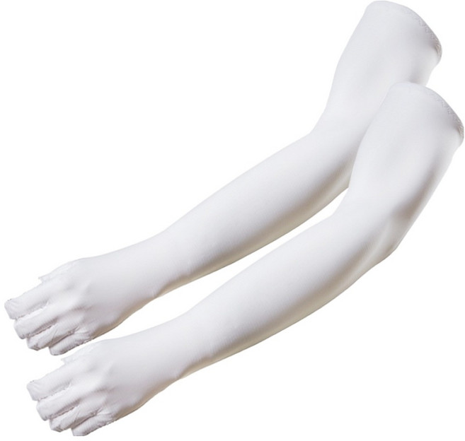 하이마운트 제코 UV차단 스트라이프 반장갑 쿨토시 양손착용세트, 화이트, 1세트