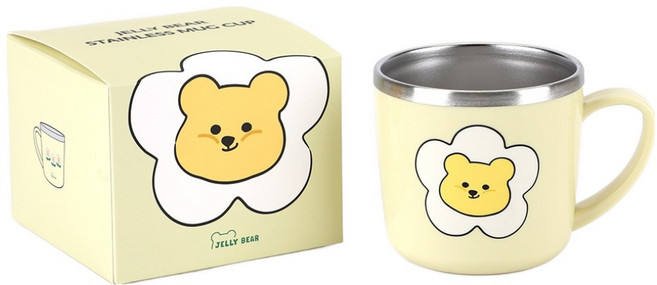 데일리라이크 젤리 베어 스텐 머그컵 260ml 젤리 플라워, 혼합색상, 1개