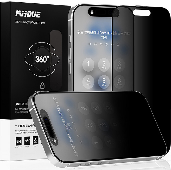 아이엠듀 전방향 360도 사생활 보호 프라이버시 강화유리필름 세트, 1세트