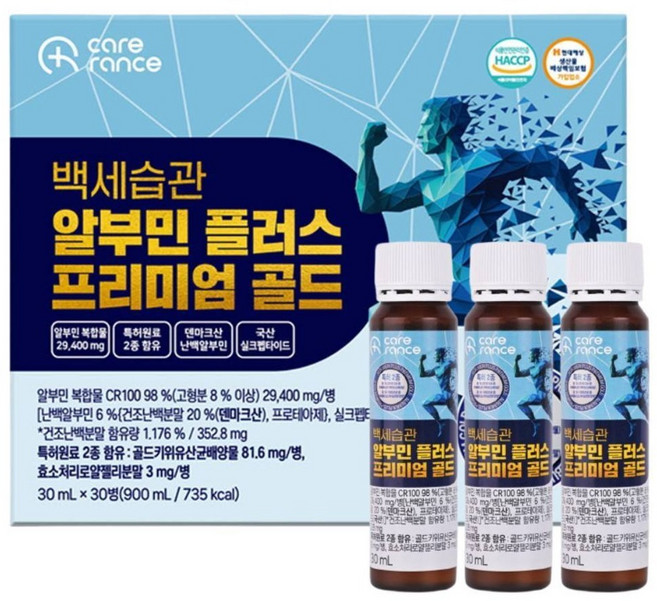 케어란스 백세습관 알부민 플러스 프리미엄 골드, 30개, 30ml