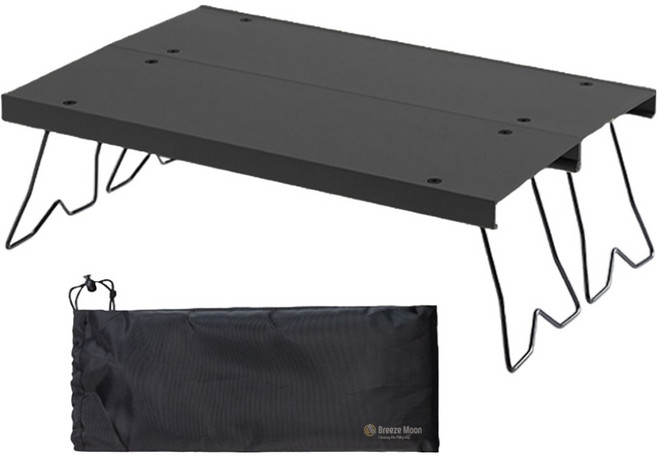 브리즈문 알로이 초경량 폴딩 보조 백패킹 미니 캠핑 테이블, 모던 블랙