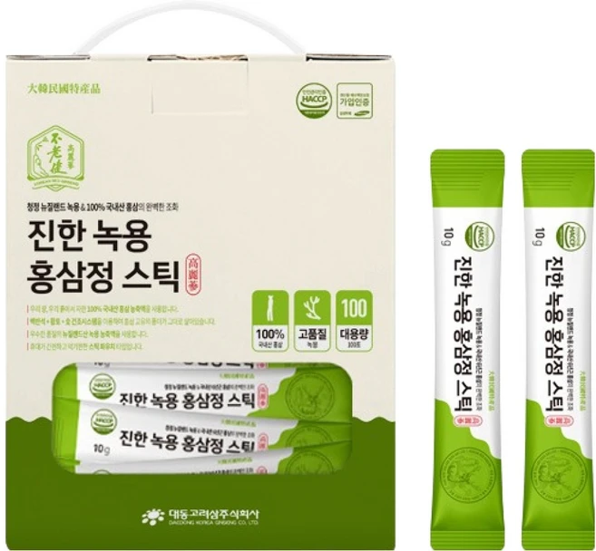 대동고려삼 진한 녹용 홍삼정 스틱, 100개, 10g - 쿠팡