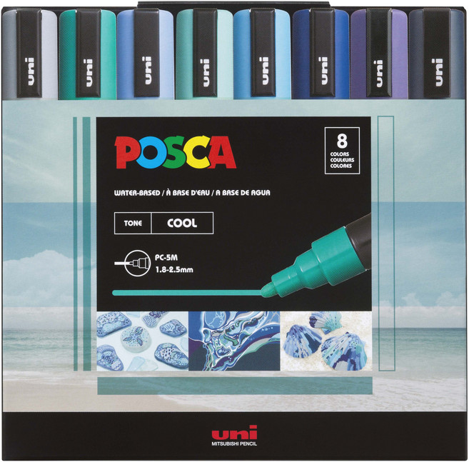 포스카 컬러마카 굵은 글씨용 쿨컬러 PC-5M, 8색, 1개