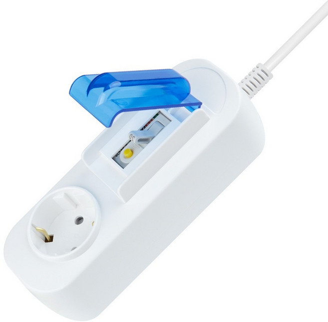 W라이트 누전용 차단기 멀티 콘센트 1구 DHM-HEG1C, 화이트 + 블루, 1개, 3m