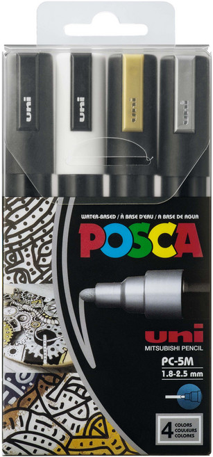 포스카 굵은 글씨용 컬러마카 PC-5M, 4색, 1개