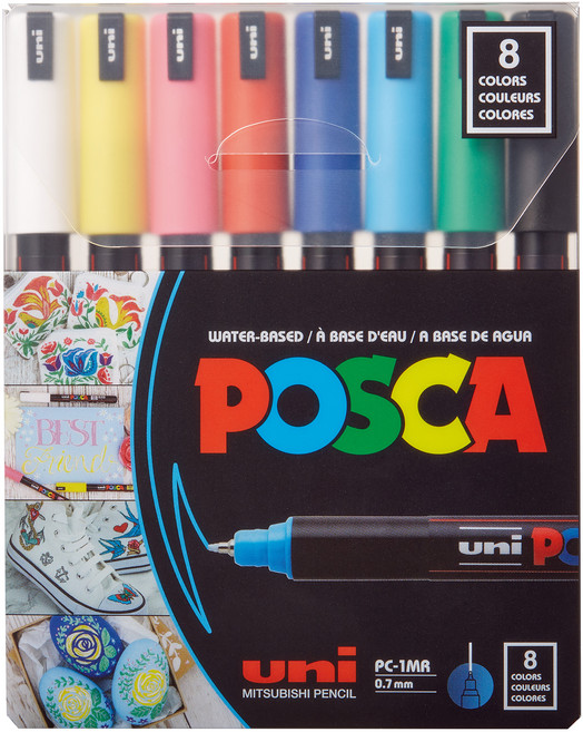 유니 포스카 매우 얇은 글씨용 핀타입 펜촉 PC-1MR, 1개, 8색