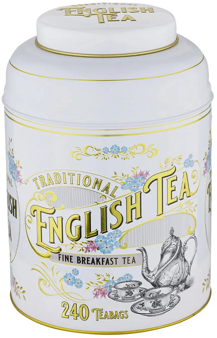 NEW ENGLISH TEAS 英式復古維多利亞豪華茶罐 混合英式早餐茶包 象牙白, 2g, 1罐, 240包
