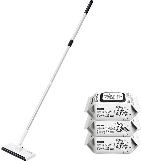 기본에 터치 바로톡 밀대걸레 + 터치톡 물걸레청소포 30매 x 3팩 세트, 1세트