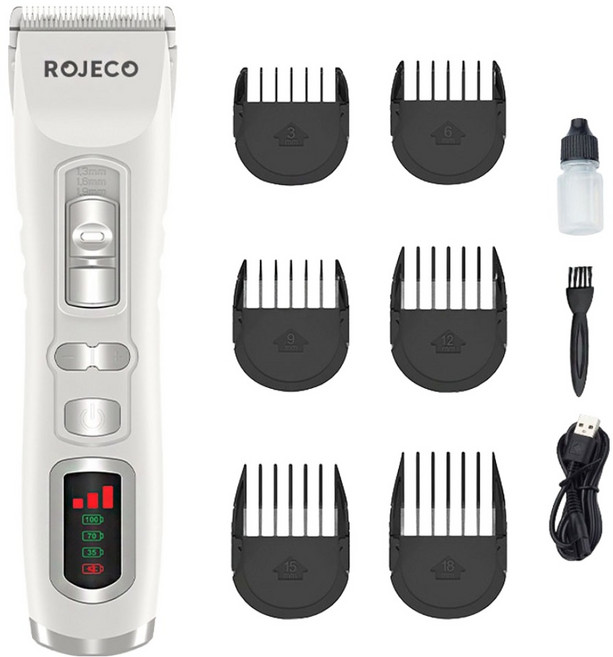 로제코 반려동물 3단터보 미용 이발기 무선 클리퍼 D3, 화이트, 1개