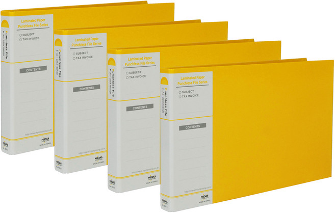 마이다스 합지 코팅 세금철 화일 A5, 노랑색, 4개