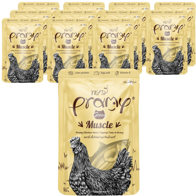 PRAMY 고양이 머슬 그레이비 습식사료, 혼합맛(닭/참치), 70g, 12개
