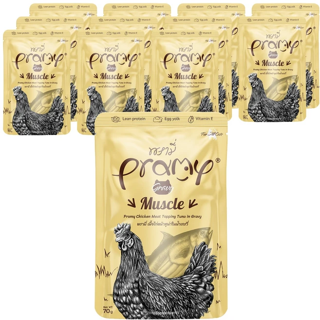 PRAMY 고양이 머슬 그레이비 습식사료, 혼합맛(닭/참치), 70g, 12개 - 쿠팡