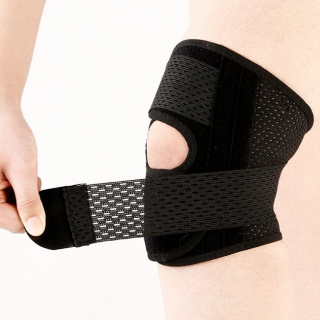 누리아띠 밴드형 스포츠 편한 무릎보호대, 블랙, 1개