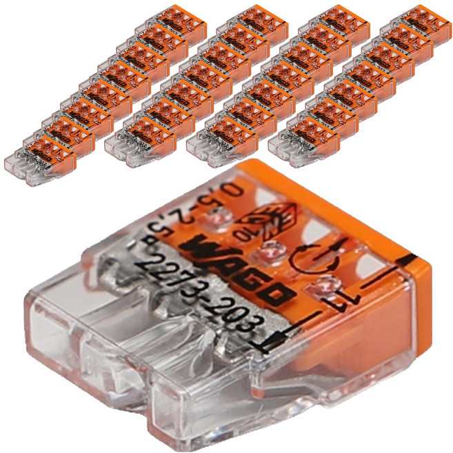 WAGO 旺科 單芯線專用按壓式連接器 3p 橘色 適用0.5~2.5mm 40入, 1個